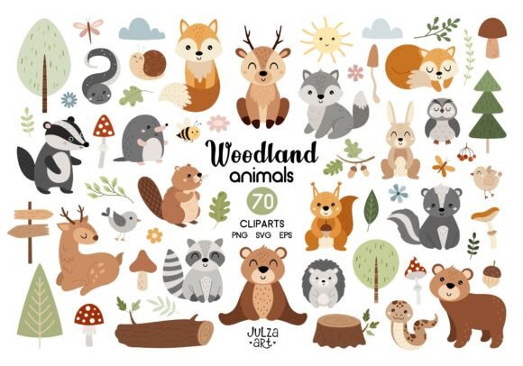 Download Woodland Animals Clipart, Forest SVG PNG - Svg Collection