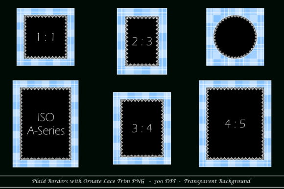 Download Blue Plaid Border with Ornate Lace Trim - Ornate Collection