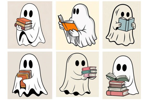 Download Cute Ghost Reading Books SVG Bundle | Bo - Svg Collection