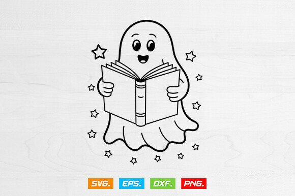 Download Cute Ghost Svg, Ghost Reading Books Svg - Svg Collection